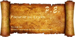 Pacurariu Ervin névjegykártya
